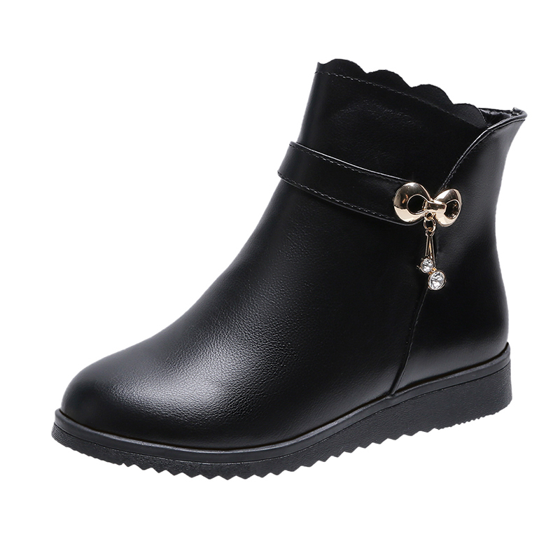 

winter short boots women designer socks boots block round toe low heel lady zip warorwar brand yn13-336, Black
