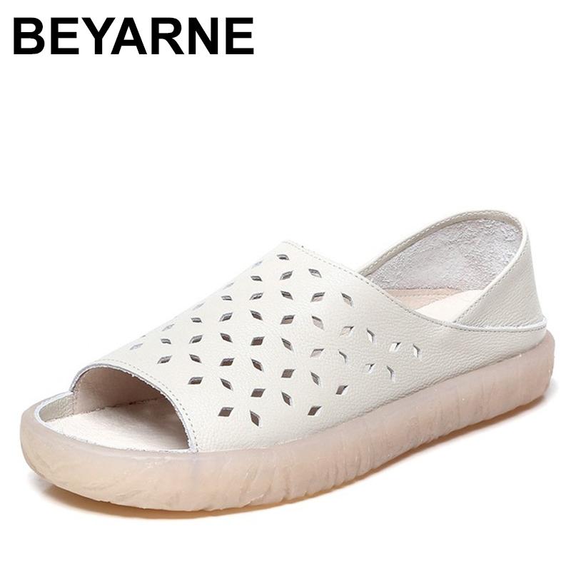 

Summer Women Sandals Peep Toe Slip On Flat Casual Shoes Natural Cow Leather Retro Gladiator, Black