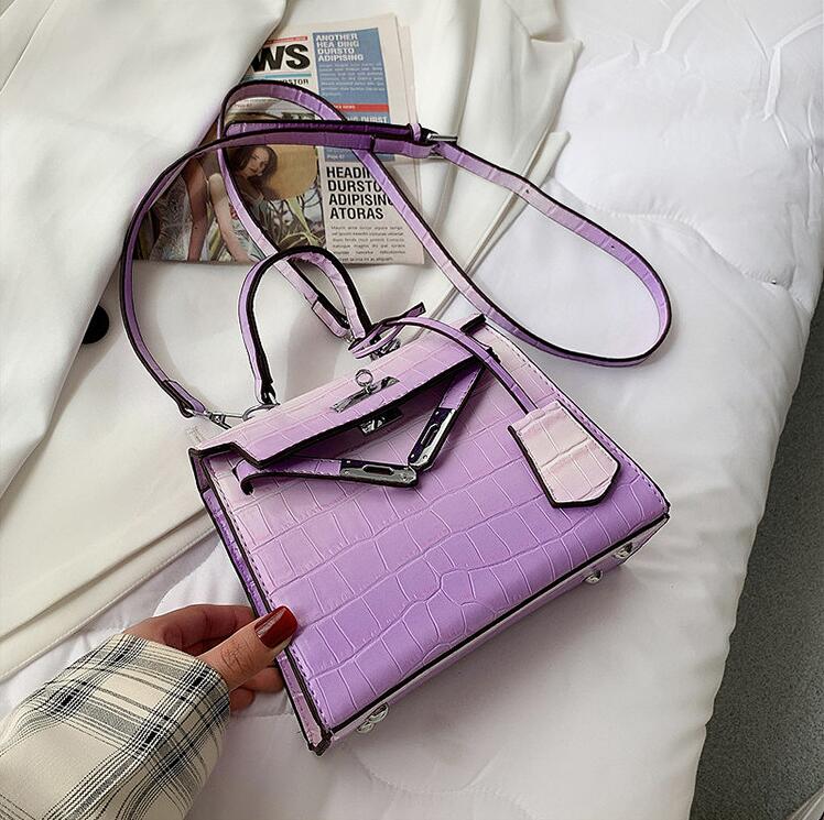 

Factory wholesale women handbag summer embossed leather shoulder bag street Stone small square bags elegant atmosphere Alligator handbags