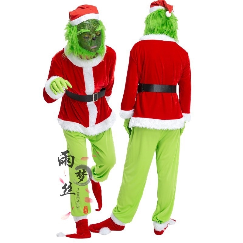 

Christmas Costume geek green hair Grinch Cosplay men's little flying man headgear