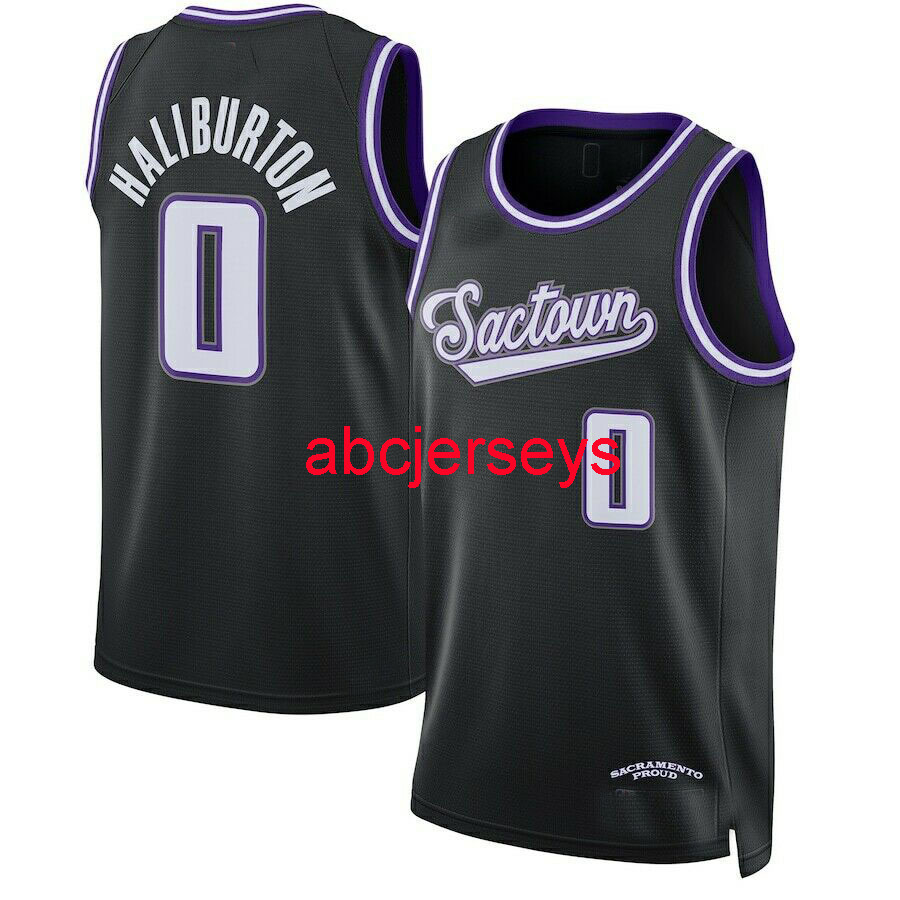 

Tyrese Haliburton Swingman Jersey Embroidery Basketball Jersey -5XL 6XL, Black
