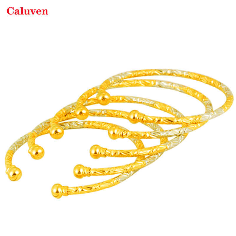 

Small Cheap Bracelets&bangles Ethiopian Gold Bangles for Kids African Indian Baby Girls Jewelry Design Q0719