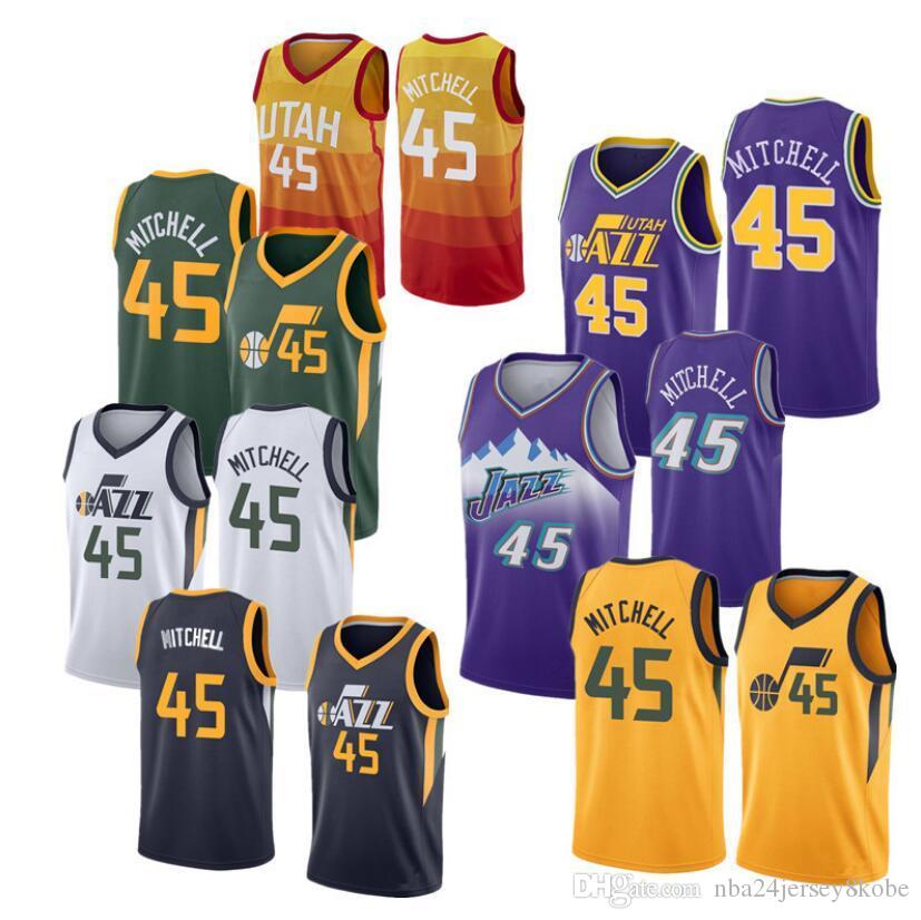 

Men Utah Jazz Donovan Mitchell Core basketball players on the court basketball jersey;The swing man sews a basketball jersey, Black;red