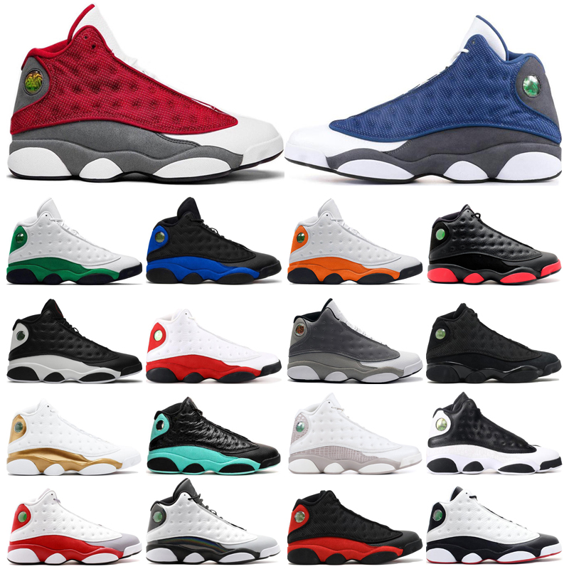 

Red flint Men Basketball Shoes 13s Lucky green Hyper Royal Bred black cat Mens Trainers Sports Sneakers Size 40-46, Dark stucco