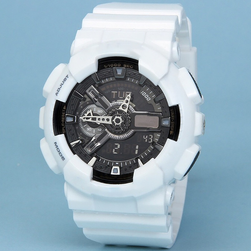 

4-Men and women watches outdoor sports leisure silicone strap quartz movement LED digital pointer dial diving chronograph designer watch, No watch