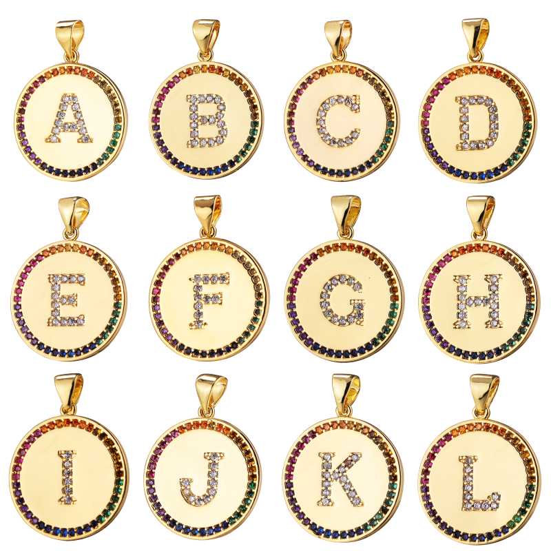 

Charms Juya 20.5*19mm DIY Gold Coins Shape Alphabet Initial Round For Needlework Fashion Pendant Name Bracelet Necklace Making, Bronze;silver