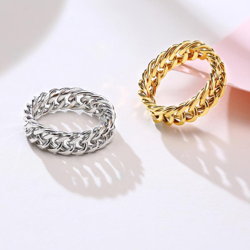 

Wedding Rings Chain Ring Stainless Steel For Men Women Geometric Roun Finger Jewelry Gift
