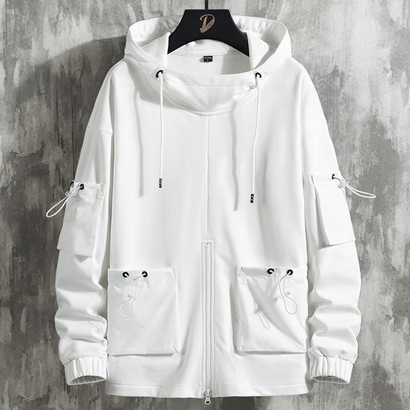 

Men's Hoodies & Sweatshirts 2022 Spring Adjustable Pockets White Oversized Hoodie Men Streetwear Pullover Loose Sweatshirt Male Hip Hop Hood, Black