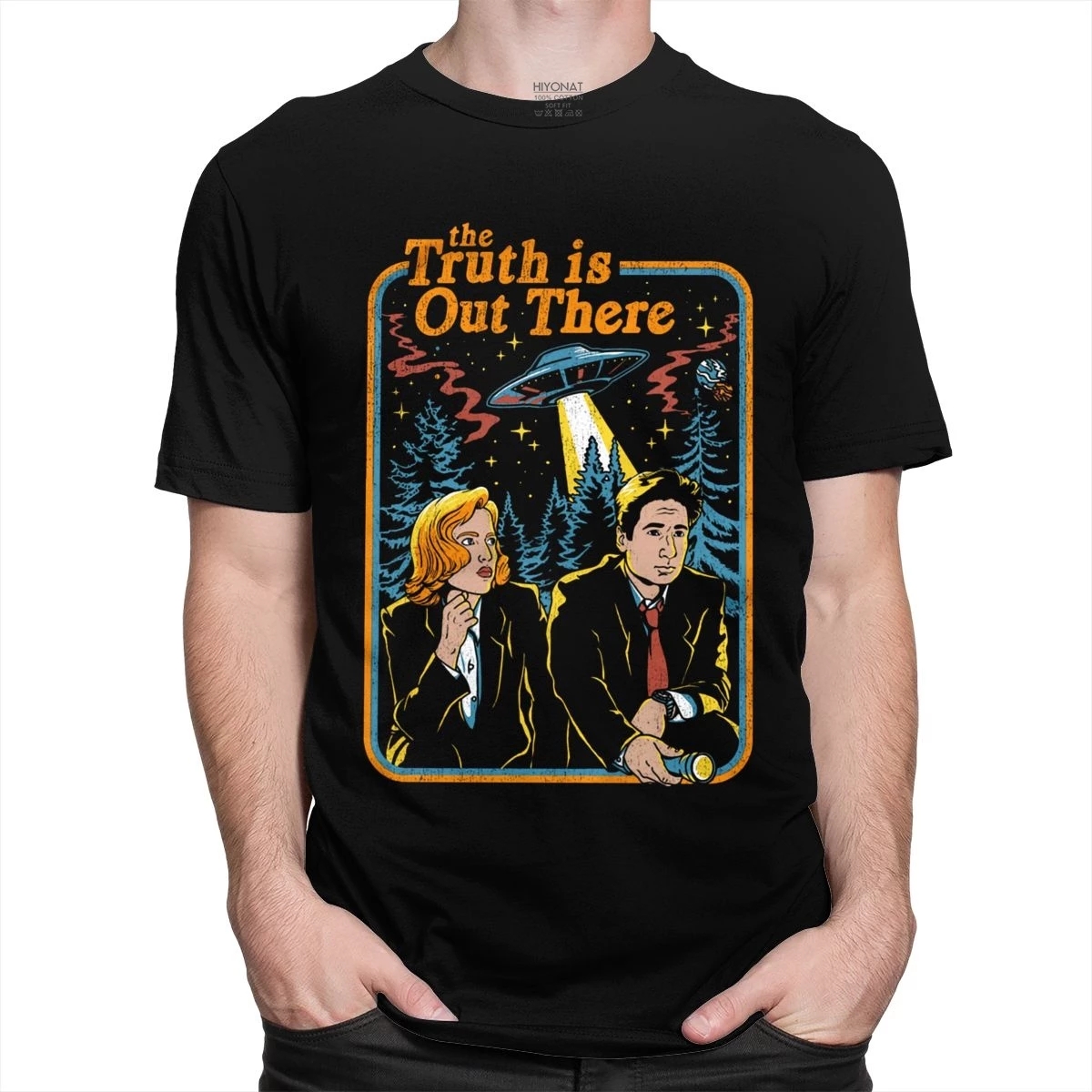 

Vintage The X Files T-shirt Men Truth Is Out There Tshirt Anime Harajuku Streetwear Cartoon Tee Short Sleeve T-shirtS, Black