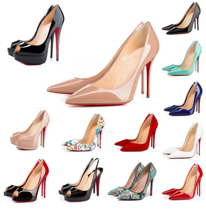 

Woman Red Bottoms High Heels shoe Platform Peep-toes Sandals Designers Sexy Pointed Toe Sole 8cm 10cm 12cm Pumps Luxury Womens Wedding Dress Shoes with Box, Color33