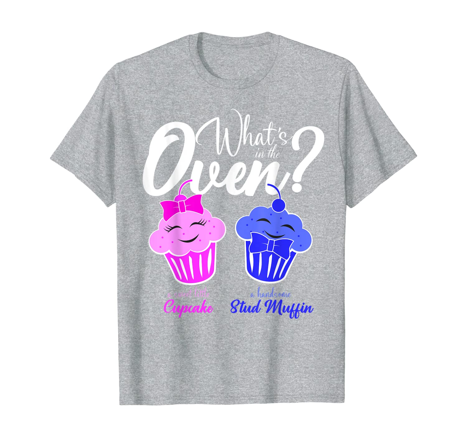 

gender reveal party - what's in the oven cupcake or muffin t-shirt, White;black