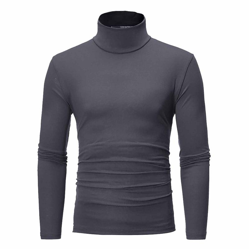 

Men's Sweaters Autumn Winter Turtleneck Tops Solid Colour Slim Elastic Thin Pullover Long Sleeve Knitting Sweater 2021, White;black