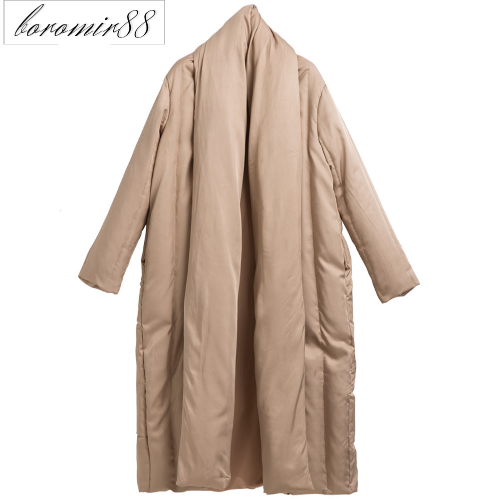 

Long large quilt loose thickened tide cape coat down jacket women, Khaki