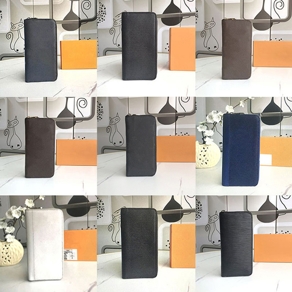 

Mens ZIPPY Vertical Zipper Wallet Women Clutch Long Purses Leather Fashion Coin Purse Storage Key Credit Card Wallet With box, Red;black