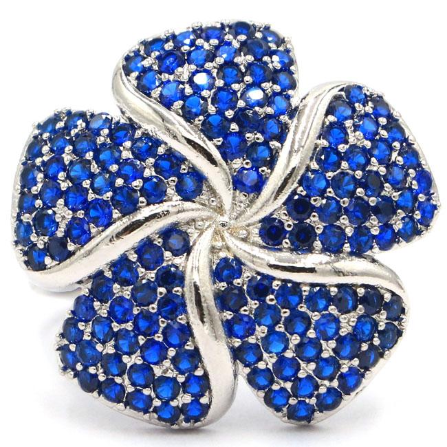 

Cluster Rings US Sz 7.0# SheCrown Flowers Shape Tanzanite Woman's Engagement 925 Silver Ring 23x23mm, Golden;silver