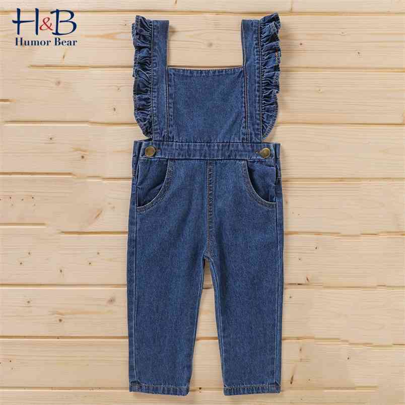 

Girls Jumpsuit Summer Flyling-Seelve Solid Color Kids Overalls Casual Denim Pants Children Clothes 210611, Bn2274-blue