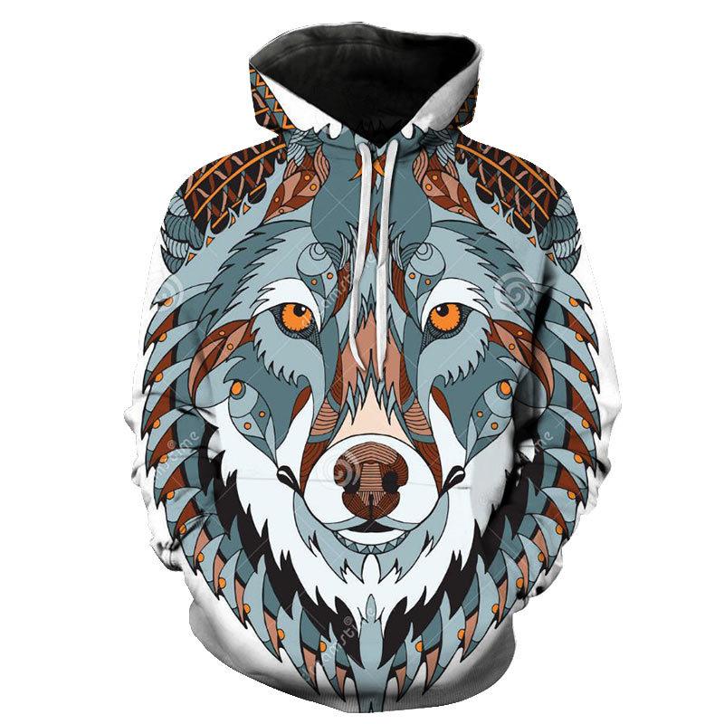 

Men' Hoodies & Sweatshirts Hip Hop Hoodie 2021Mens 3D Wolf Printed Loose Spring Arrival Fashion Sweatshirt For Men Drawstring Streetwear, 110-1
