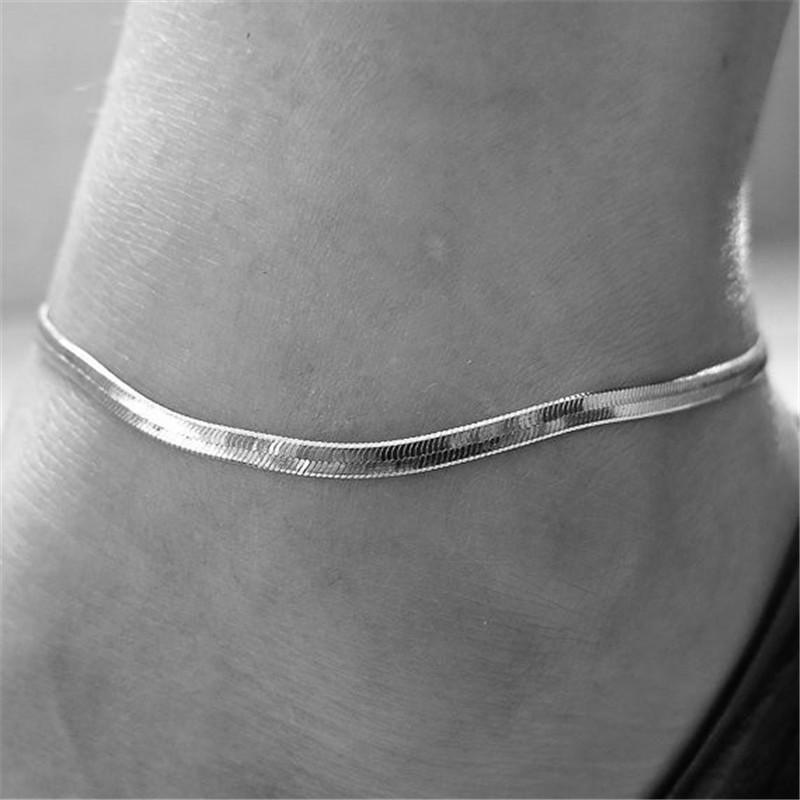 Metal Women Snake Bones Anklet Jewellery Pure Color Plated Gold Lady Fashion Fish Scale Anklets Popular 0 5tk J2B