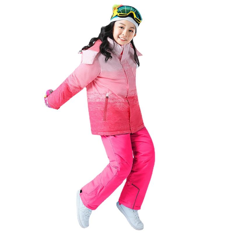 

Down Coat Children's Ski Clothing Suits Plus Velvet Thickenin-30 Degree Suit Kids Jumpsuit Winter Snowboard Jacket Boys Girls Outdoor, Blue;gray