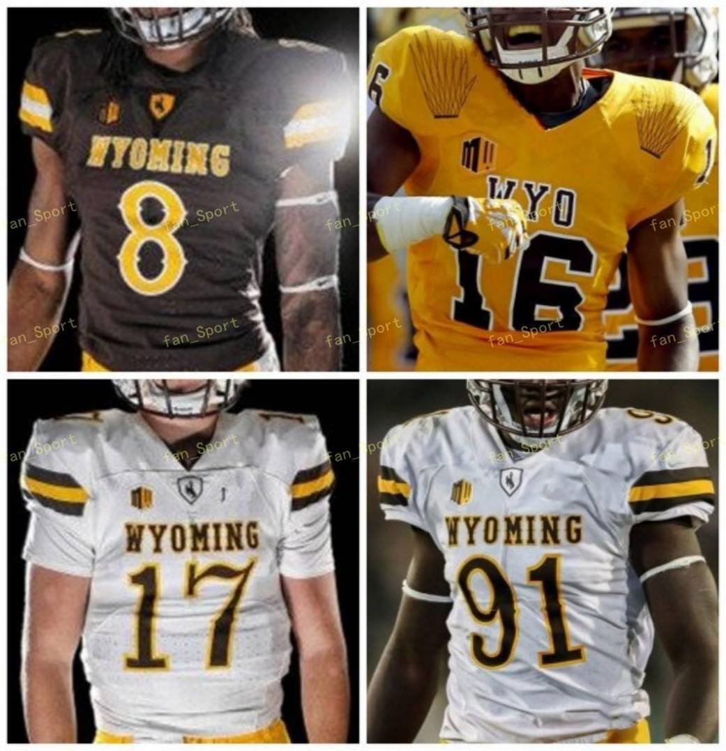 

NCAA College Jerseys Wyoming Cowboys 6 Xazavian Valladay 12 Sean Chambers 17 Raghib Ismail Jr 18 Tyler Vander Waal Custom Football Stitched, As