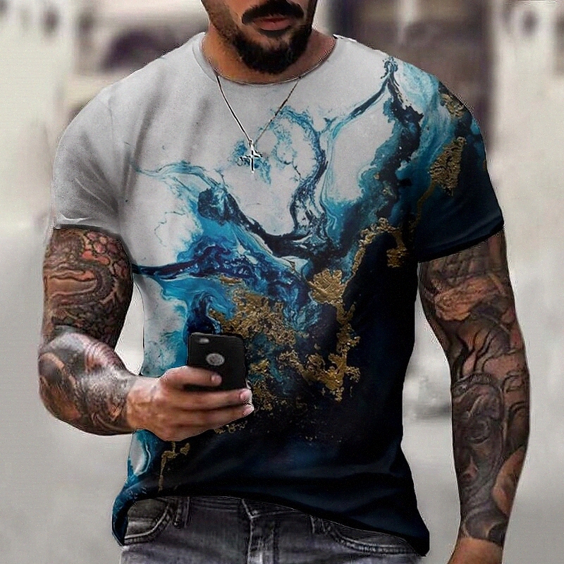 Men's Tee T shirt Shirt 3D Print Graphic Geometric Crack Plus Size Crew Neck Casual Daily Short Sleeve Tops Basic Designer Slim Fit Big and