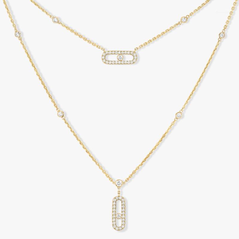 Chains European 925 Sterling Silver Diamond Messika Necklace Ball Double Layer Fine Jewelry For Women