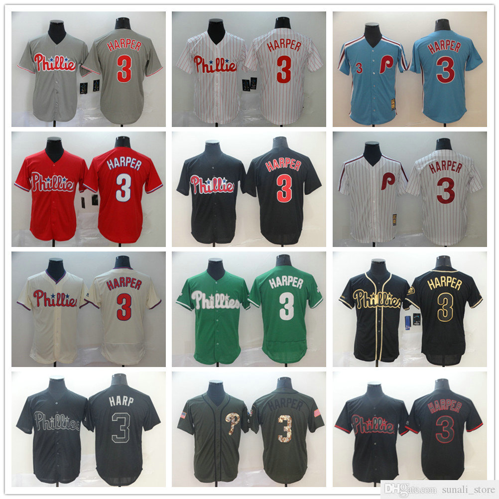

Stitched Men Women Kids Bryce 3 Harper Baseball Jerseys Cream White Grey Red Blue Wholesale Lady Youth Sports Shirts