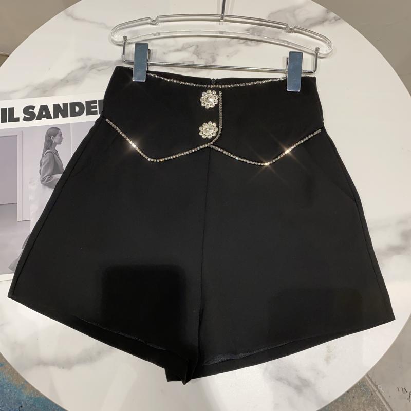 

Spring Summer Fashion Casual High Waist Solid Color Button Temperament Women's Shorts SK083 210525, Black