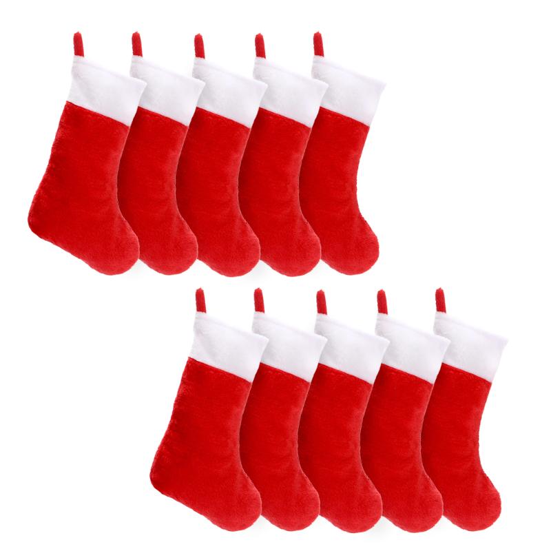 

Christmas Decorations 10pc Hanging Sock Red Bags Ornament For Tree Year Party Decors