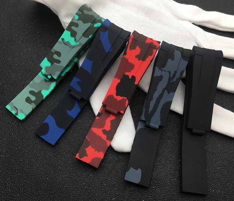 

Watch Bands Brand Quality 20mm RB Camo Blue Red Gray Green Black Watchband Rubber Band For ROLE Strap Submarine Sub-mariner