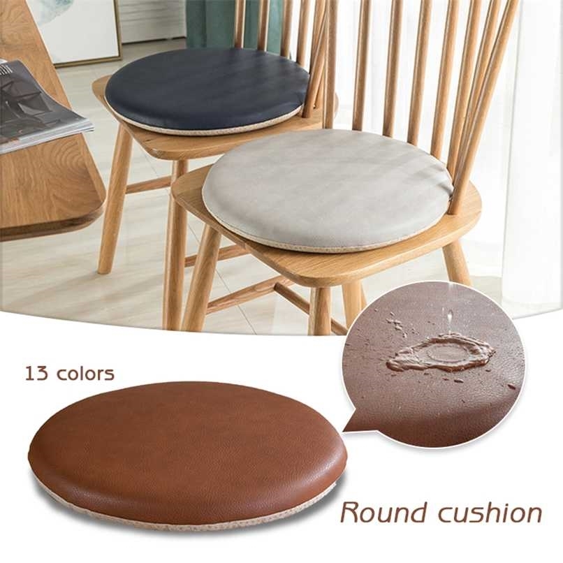

Simple Style Portable Indoor Dining Chair Cushions Home Office Kitchen Solid Round Leather Seat Cushion 211203