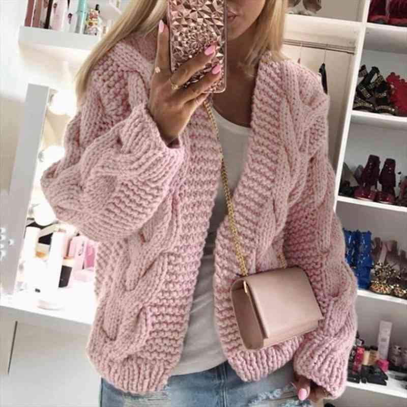 

zity sweater women cardigan coat female casual long sleeve knitted coat solid open stitch sweater femme autumn winter warm, White;black
