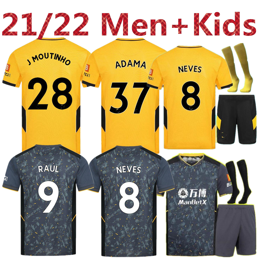 

21 22 wolves soccer jersey wolverhampton wanderers semedo raul neto neves 2021 2022 boly j.otto podence faio silva football shirts saiss ada, Black;yellow