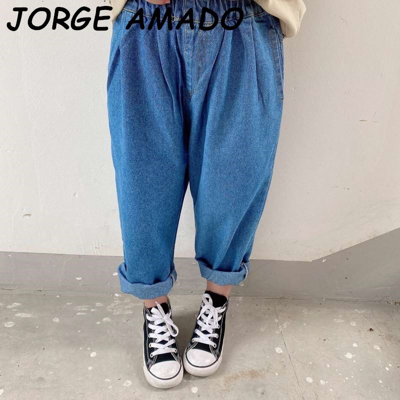 

Jeans Baby Girls Boys Loose Casual Blue Denim Pants Long Trousers Children Clothes 2-8Y E35 Z0SF