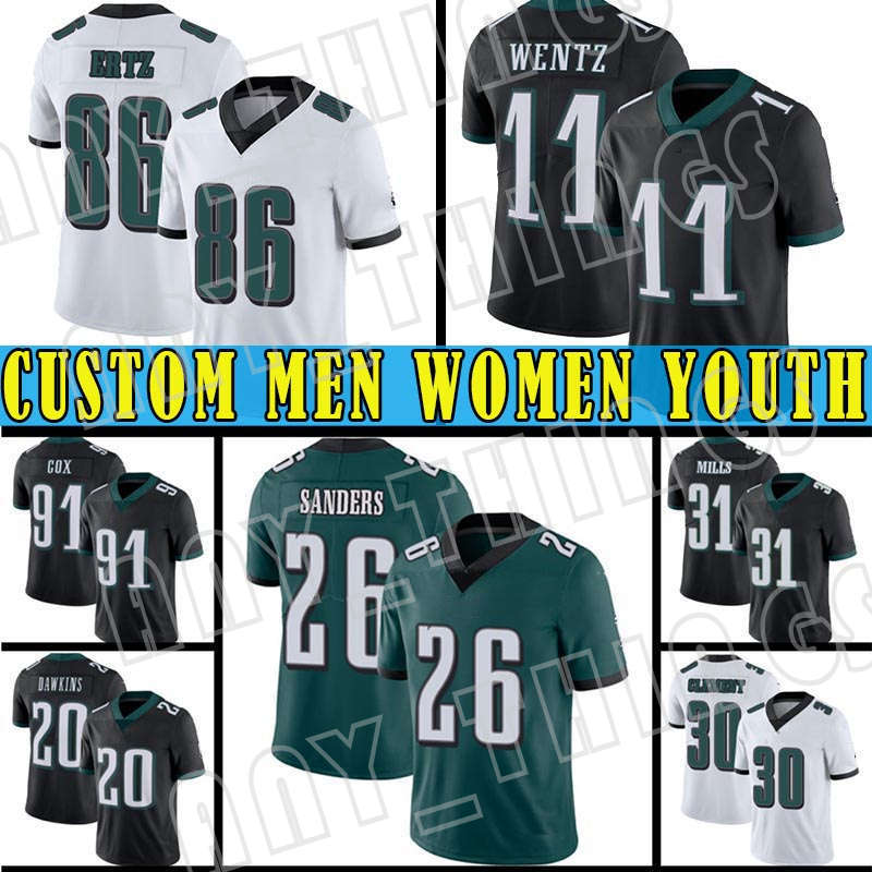 

11 Carson Wentz cutsom 86 Zach Ertz Men 26 Miles Sanders Youth 91 Fletcher Cox Football Jersey 1 Jalen Reagor 6 DeVonta Smith Brian Dawkins Jason Kelce Reggie White, Custom women (laoying)