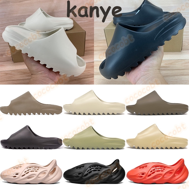 

2020 Men women kanye slide bone core desert sand resin soot earth brown mens foam runner sandals triple white black red cheap slippers