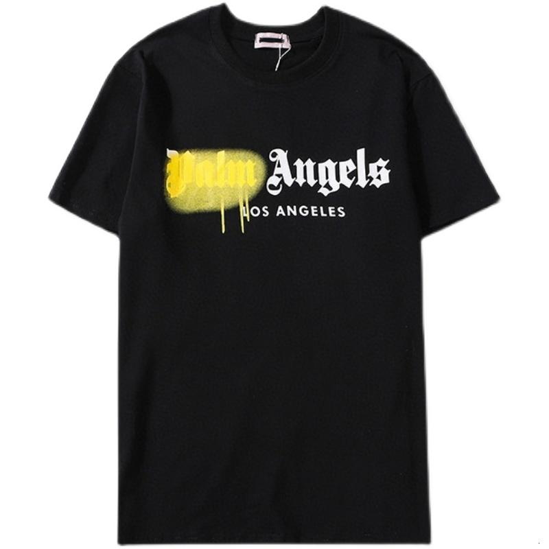 

men women casual Proven paint fashion spray palm letters angel yellow versatile round neck short sleeve T-shirt, White;black