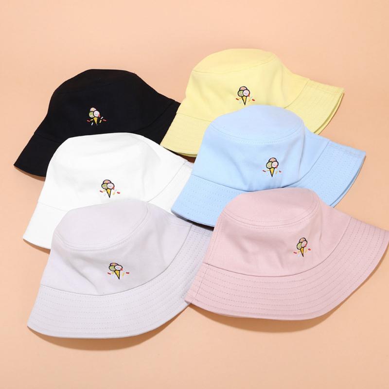 

Cloches Embroidery Unisex Bucket Hat Summer Fisherman Cap Outdoor Panama Sun Bob Caps Hip Hop Women Beach Casual Chapeu, Beige