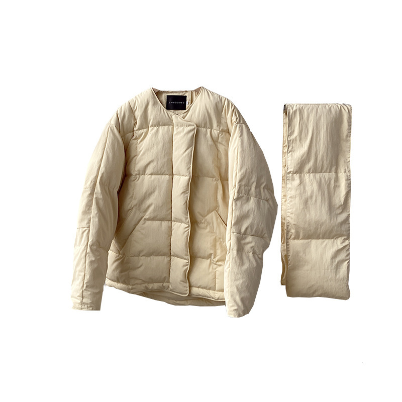 

Women's Down & Parkas 2021 winter tricolor long-sleeve scarf Korean female cotton casual loose student bread er jacket parka, Ships