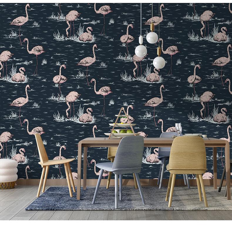 

Wallpapers American Vintage Deep Green Flyming Birds Living Room Home Decor Nordic South East Wall Paper Roll, 0301