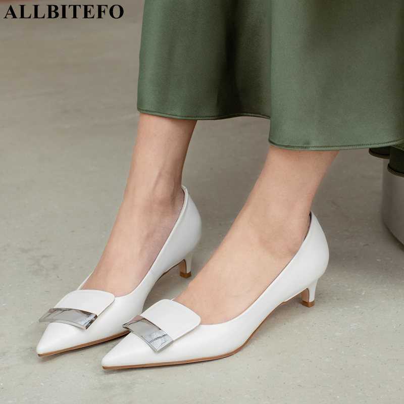 

ALLBITEFO fashion soft genuine leather high heels butterfly sexy women pumps high heel shoes women heels party wedding shoes 210611, As picture