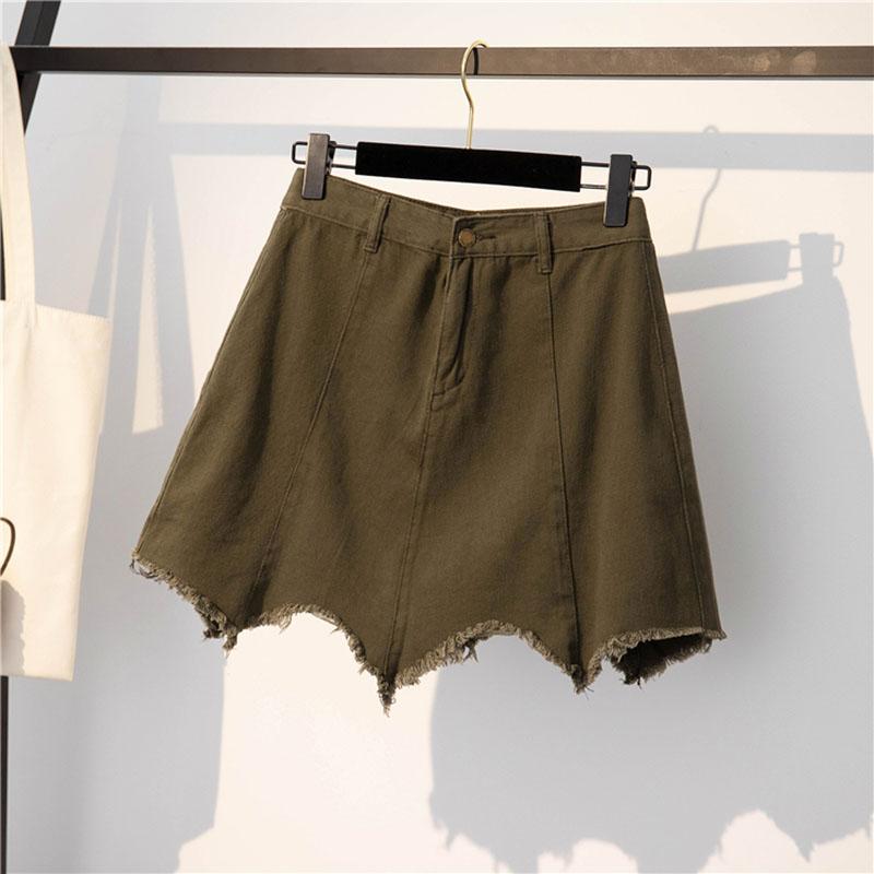 

Summer Fashion Streetwear Korean Style Irregular Short Denim Skirts For Women Casual Black Mini Skirt Plus Size Tassel