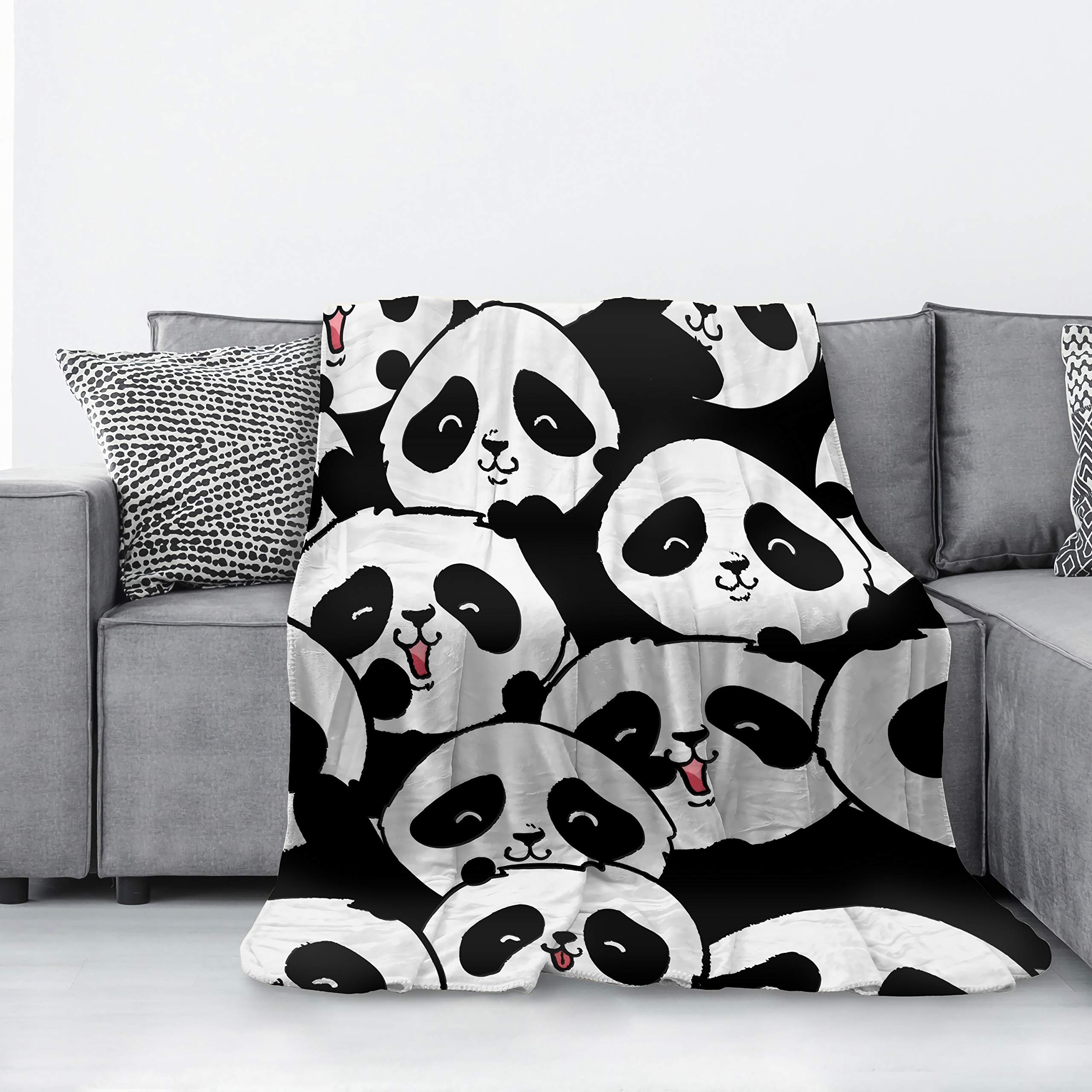 

Cute Panda Bear Flannel Blanket Microfiber Decorative Extra Soft Throw Blanket Fuzzy Lightweight Fluffy Cozy Plush Comfy Couch