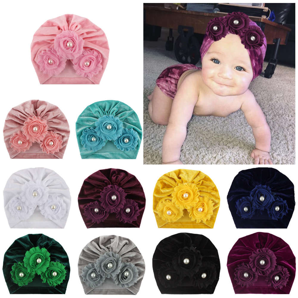 

children's Velvet Pullover baby pure sunflower hat 11 colors, Yellow