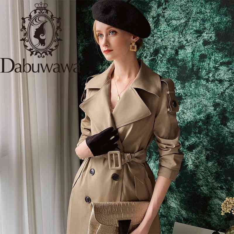 

Dabuwawa Straight Double-breasted Trench Outwear Autumn Winter High Street Long Coat Belt Elegant Overcoat Female DT1CTC006 210520, Khaki