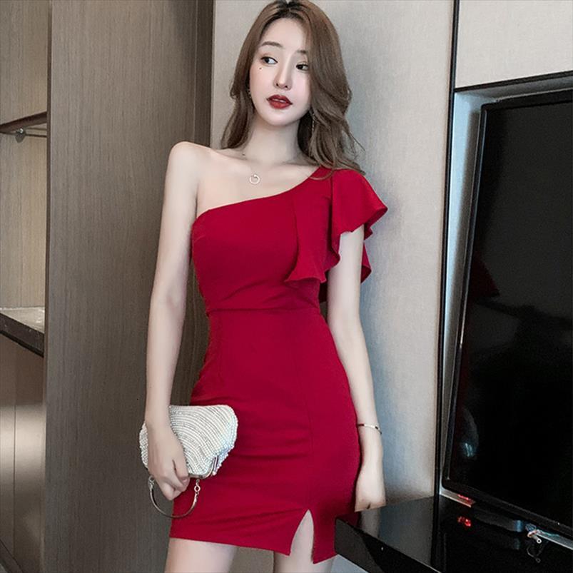 

irregular temperament slim fit women dresses bag buttock black bra off shoulder nightclub womens wear, Black;gray