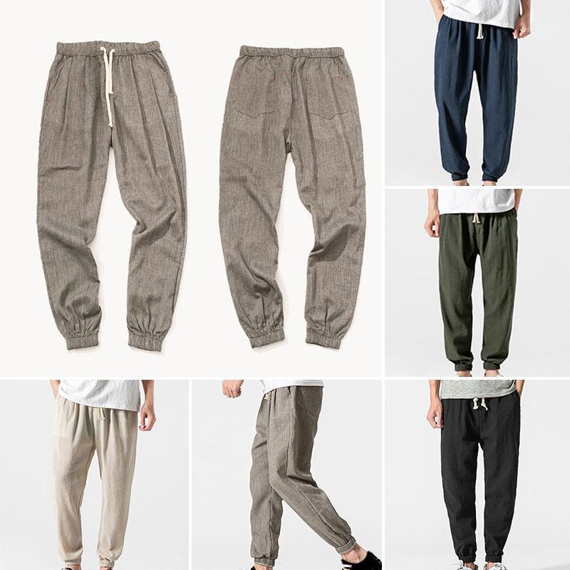 

Men's Pants Casual Harem Men Jogger Loose Trousers Male Chinese Traditional Harajuku Cotton Linen 2021 Summer Sweatpants, Green