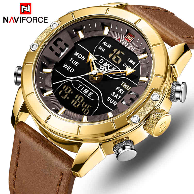 

NAVIFORCE Watch Men Top Brand Fashion Luxury Quartz Mens Watch Waterproof Sport LED Digital WristWatch Clock Relogio Masculino 210517, S silver black