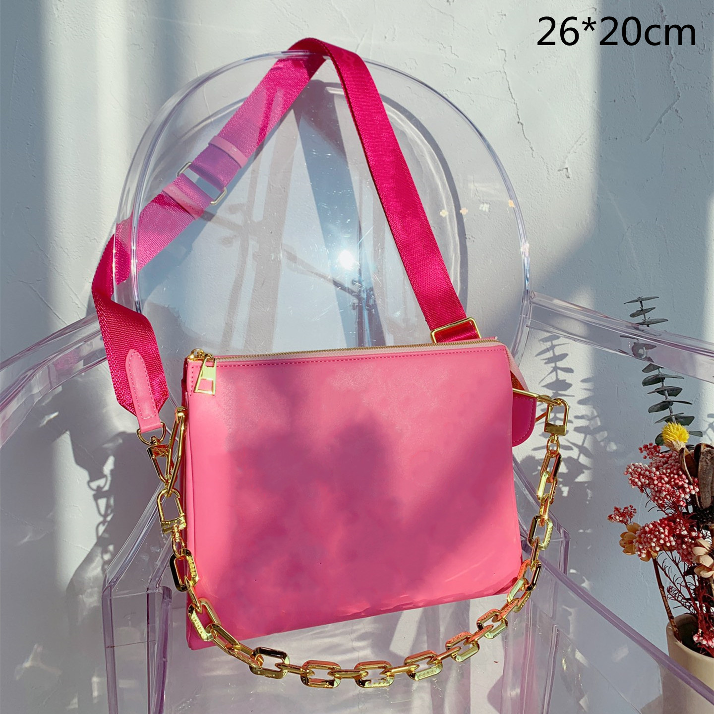 

2021 Luxury Women Thick Chain Bags Designer Crossbody Shoulder Bag Small Handbags Clutch Purses with Printed Flowers Letters L21071501, This price option is not for sale.