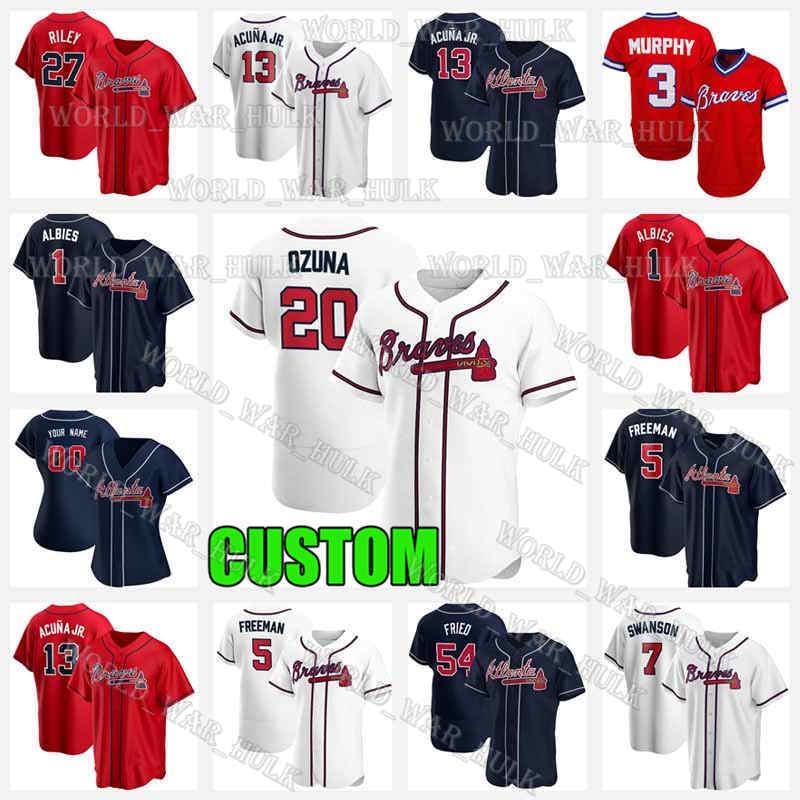 

20 Marcell Ozuna Jersey 54 Max Fried 5 Freddie Freeman 29 John Smoltz Ozzie Albies 36 Ian Anderson 13 Ronald Acuna Jr Jerseys, Blue;black